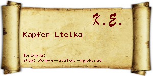 Kapfer Etelka névjegykártya